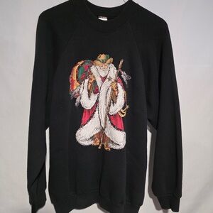 Fruit Of The Loom Black Women’s Crewneck Western Cowboy Santa Size XL